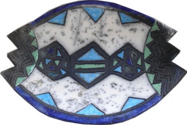 Diseño titulada "coupe ovale bleue" por Armelle Colombier, Obra de arte original, Cerámica