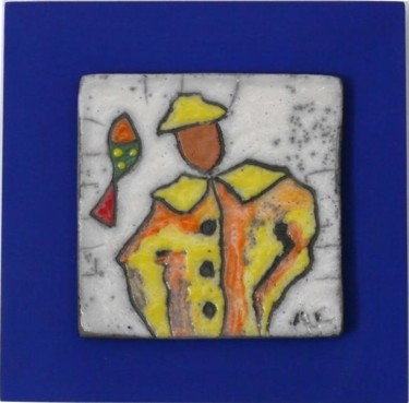 雕塑 标题为“plaque marin jaune” 由Armelle Colombier, 原创艺术品, 陶瓷