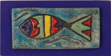 Sculpture titled "plaque poisson" by Armelle Colombier, Original Artwork, Ceramics