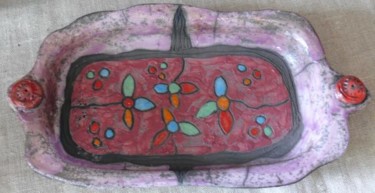 Design intitolato "plat mauve" da Armelle Colombier, Opera d'arte originale, Ceramica