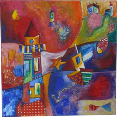 Pintura intitulada "le phare" por Armelle Colombier, Obras de arte originais, Outro