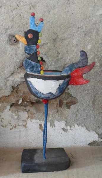 Rzeźba zatytułowany „l'oiseau bleu” autorstwa Armelle Colombier, Oryginalna praca, Ceramika