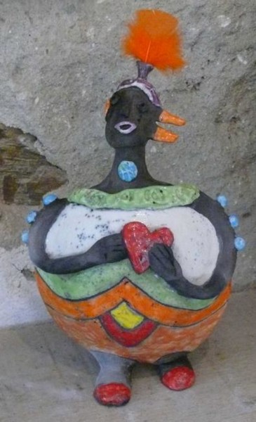 Sculpture intitulée "je te donne mon coe…" par Armelle Colombier, Œuvre d'art originale, Céramique