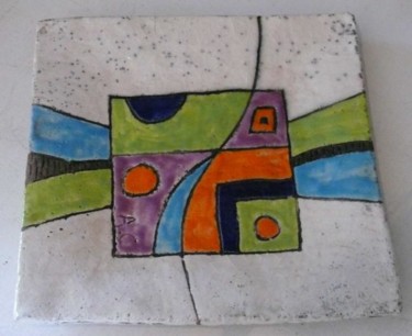 Design mit dem Titel "coupelle carrés ora…" von Armelle Colombier, Original-Kunstwerk, Keramik