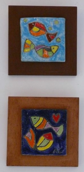 Painting titled "plaque poisson" by Armelle Colombier, Original Artwork