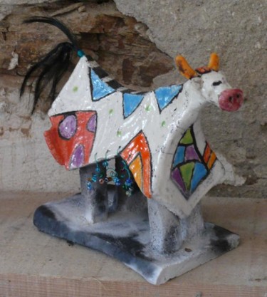 Sculpture intitulée "la Vache" par Armelle Colombier, Œuvre d'art originale, Céramique