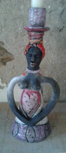Sculpture titled "Bougeoir femme" by Armelle Colombier, Original Artwork, Ceramics