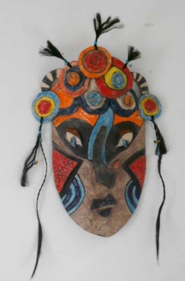 Sculpture titled "masque chinois" by Armelle Colombier, Original Artwork