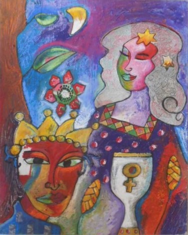 Peinture intitulée "La femme au calice" par Armelle Colombier, Œuvre d'art originale