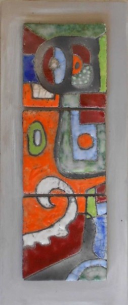 Painting titled "tryptique orange" by Armelle Colombier, Original Artwork