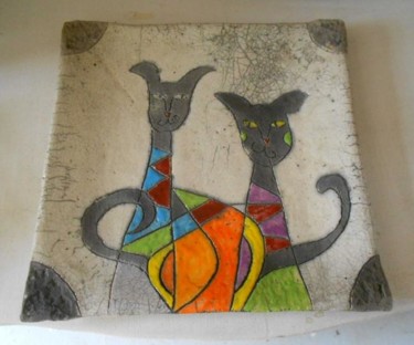 Design intitulée "assiette chat" par Armelle Colombier, Œuvre d'art originale