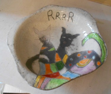 Design mit dem Titel "coupe chats" von Armelle Colombier, Original-Kunstwerk, Keramik