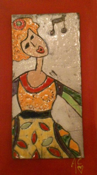 Scultura intitolato "la chanteuse" da Armelle Colombier, Opera d'arte originale, Ceramica