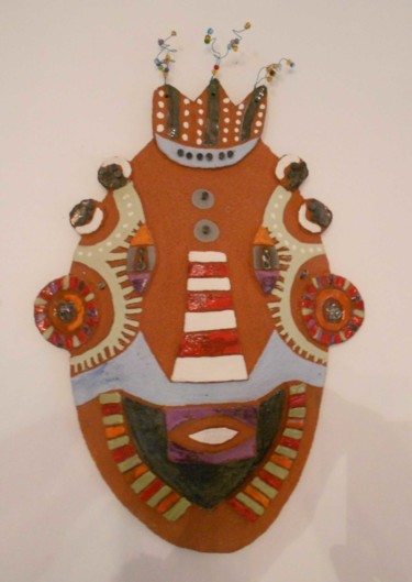 雕塑 标题为“masque rouge” 由Armelle Colombier, 原创艺术品, 陶瓷