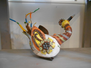 Scultura intitolato "l'oiseau grue" da Armelle Colombier, Opera d'arte originale, Ceramica