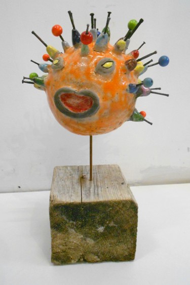 Sculpture intitulée "le-poisson-boule.jpg" par Armelle Colombier, Œuvre d'art originale, Céramique