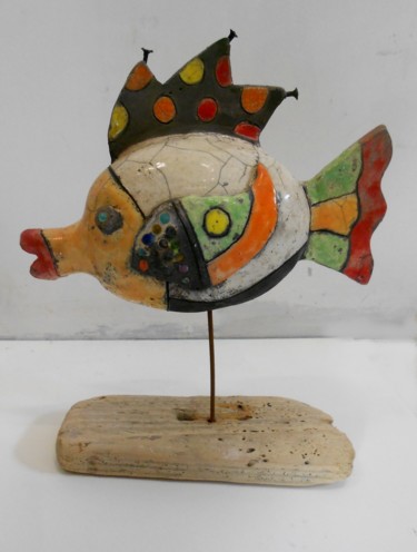 Sculpture intitulée "le-poisson-pois-rou…" par Armelle Colombier, Œuvre d'art originale, Céramique