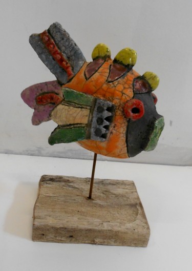 Sculpture titled "le-poisson-orange.j…" by Armelle Colombier, Original Artwork, Ceramics