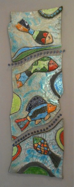 Sculpture titled "Les poissons" by Armelle Colombier, Original Artwork, Ceramics