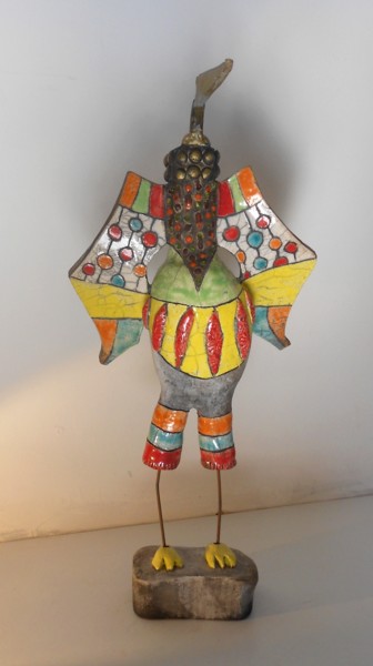 Sculpture intitulée "le-dieu-oiseau.jpg" par Armelle Colombier, Œuvre d'art originale, Céramique