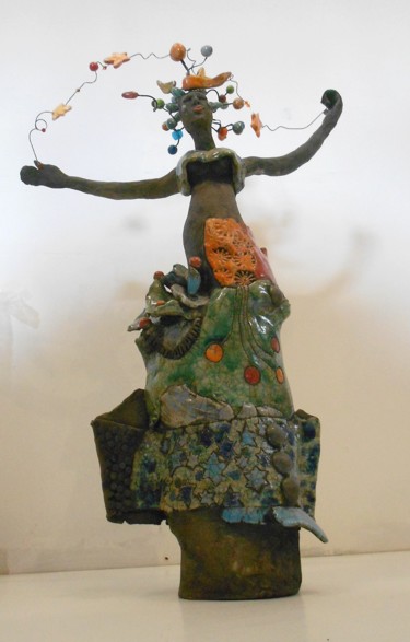 Sculpture intitulée "la-semeuse-d-etoile…" par Armelle Colombier, Œuvre d'art originale, Céramique