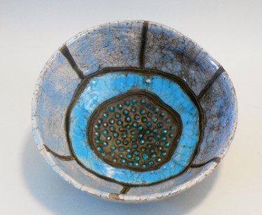 Design intitulée "saladier bleu perles" par Armelle Colombier, Œuvre d'art originale