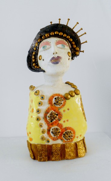 Escultura intitulada "La Madone" por Armelle Colombier, Obras de arte originais, Cerâmica