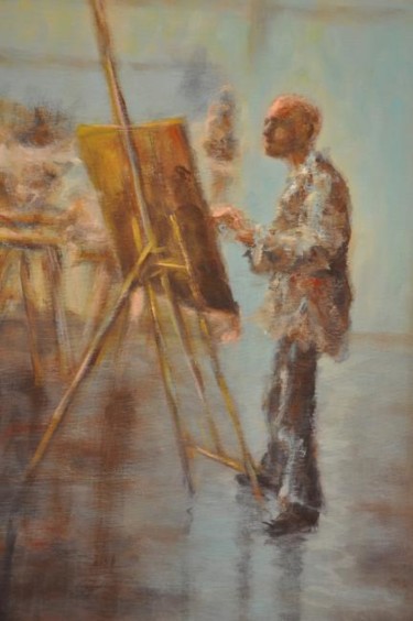 Painting titled "le peintre 2" by Armelle Panay, Original Artwork, Oil