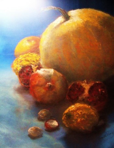 Painting titled "nature morte" by Armelle Panay, Original Artwork, Oil