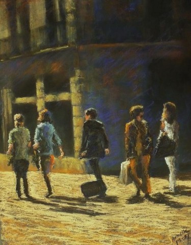 Painting titled "bruit en ville" by Armelle Panay, Original Artwork, Oil
