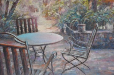 Painting titled "jardin l'alembra" by Armelle Panay, Original Artwork, Oil