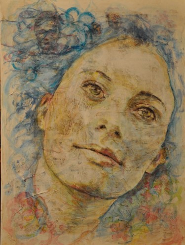 Malerei mit dem Titel "fleur de Celine" von Armelle Panay, Original-Kunstwerk, Öl