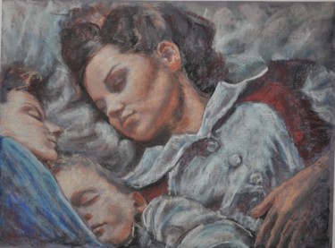 Картина под названием "la sieste" - Armelle Panay, Подлинное произведение искусства, Масло