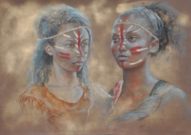 Ζωγραφική με τίτλο "la danse des Arawaks" από Armelle Panay, Αυθεντικά έργα τέχνης, Σπρέι βαφής