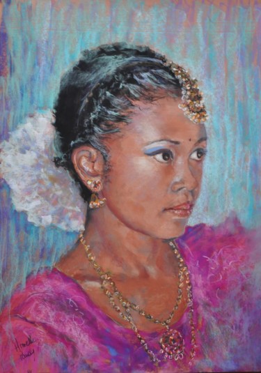 Painting titled "DIPAVALI" by Armelle Panay, Original Artwork, Pastel