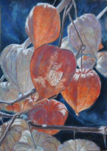 Painting titled "PHYSALIS 2" by Armelle Panay, Original Artwork, Pastel