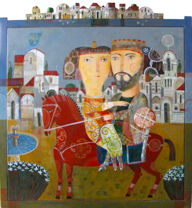 Pittura intitolato "Meeting with Love" da Armen Adilkhanyan (Adil), Opera d'arte originale, Acrilico Montato su Telaio per b…