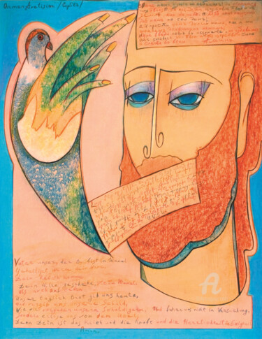 Картина под названием "Отче наш" - Armen Avetisyan, Подлинное произведение искусства, Пастель Установлен на Стекло