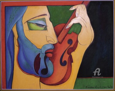 Pintura intitulada "Скрипач" por Armen Avetisyan, Obras de arte originais, Pastel