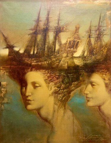 Картина под названием "Deux femmes" - Armen Gasparian, Подлинное произведение искусства, Масло