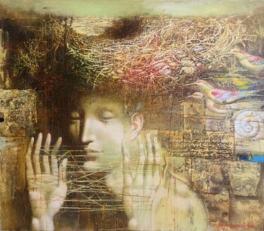 Картина под названием "Nid d'oiseaux" - Armen Gasparian, Подлинное произведение искусства, Масло