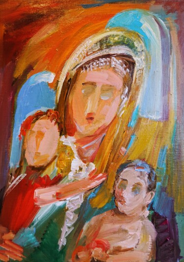 Schilderij getiteld "Mother" door Armen Ghazayran (Nem), Origineel Kunstwerk, Acryl