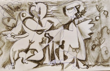 Tekening getiteld "separation" door Armen Ghazayran (Nem), Origineel Kunstwerk, Houtskool