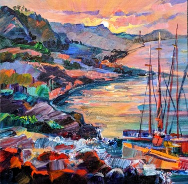 Painting titled "Sunset in island" by Armen Ghazayran (Nem), Original Artwork, Acrylic