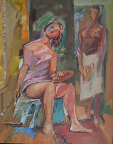 Painting titled "She_woman artist 32" by Armen Ghazayran (Nem), Original Artwork, Oil