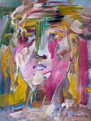 Malerei mit dem Titel "Blonde Rose" von Armen Ghazayran (Nem), Original-Kunstwerk, Acryl