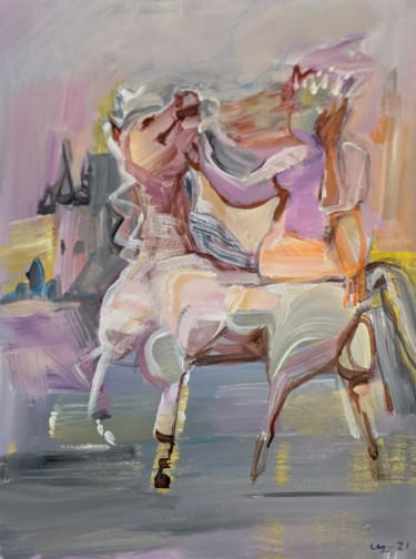 Painting titled "White horse" by Armen Ghazayran (Nem), Original Artwork, Acrylic