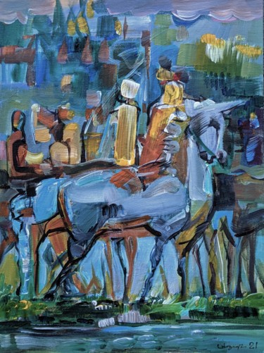 Painting titled "Morning hunt" by Armen Ghazayran (Nem), Original Artwork, Acrylic