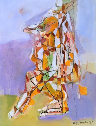 Schilderij getiteld "giraffe / ballerina" door Armen Ghazayran (Nem), Origineel Kunstwerk, Acryl