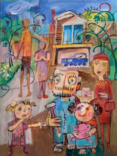 Malerei mit dem Titel "my dad is tall" von Armen Ghazayran (Nem), Original-Kunstwerk, Acryl